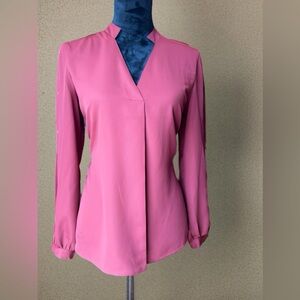 Maroon Open Slit Long Sleeve Blouse with Silver Detail by Jennifer Lopez.